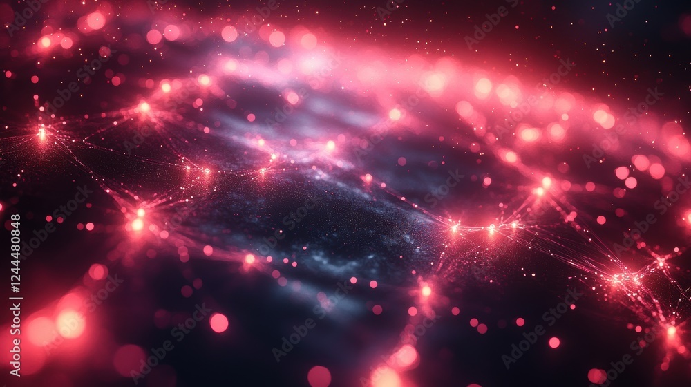 Fototapeta premium Abstract representation of a cosmic network with glowing connections.