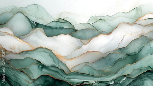 Wallpaper Mural Elegant Teal and Gold Abstract Waves Torontodigital.ca
