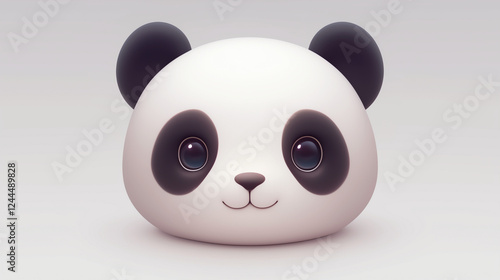 Cute panda head isolated on light backdrop