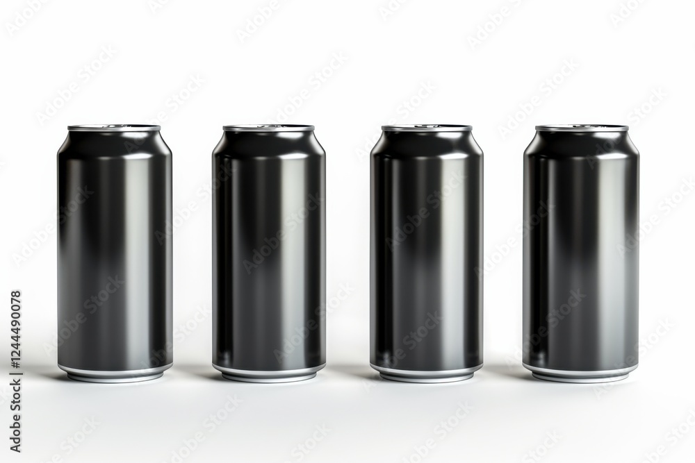 High-quality 3D vector illustration of black aluminum soft drink cans, isolated on a white background, perfect for packaging design High-quality 3D vector illustration of black aluminum soft drink cans, isolated on a white background, perfect for packaging design