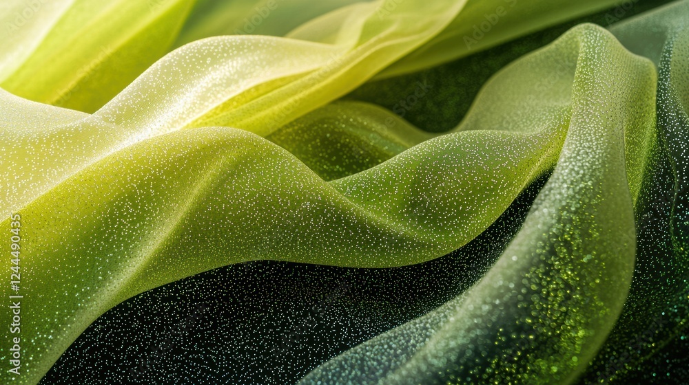 Elegant green sparkles in soft wave pattern with gradient lighting Elegant green sparkles in soft wave pattern with gradient lighting
