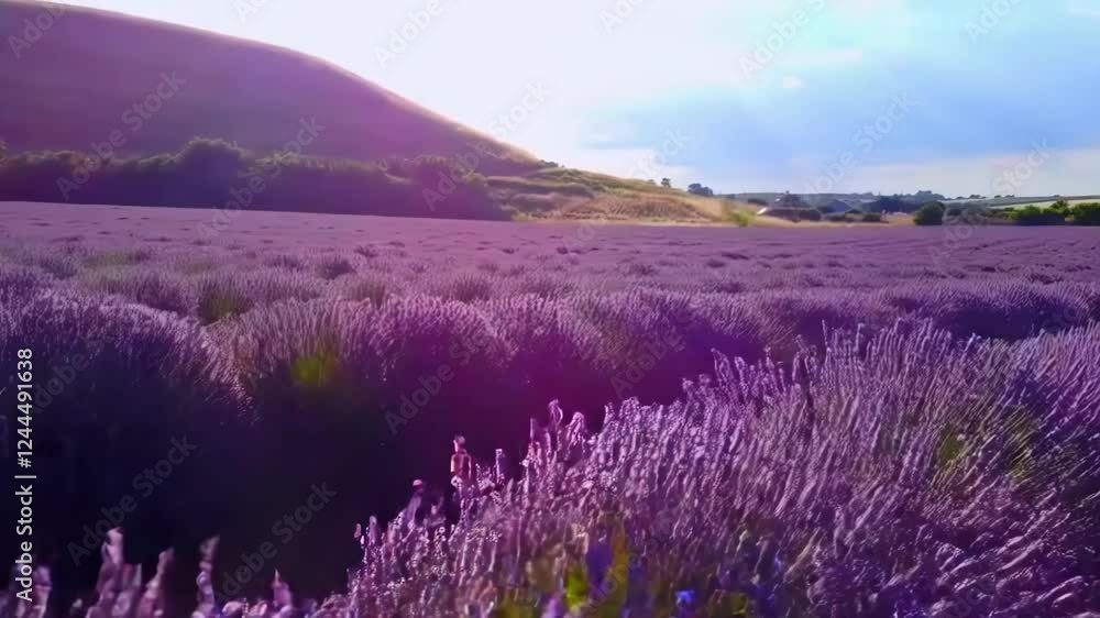 Blooming lavender field under sunny sky Blooming lavender field under sunny sky
