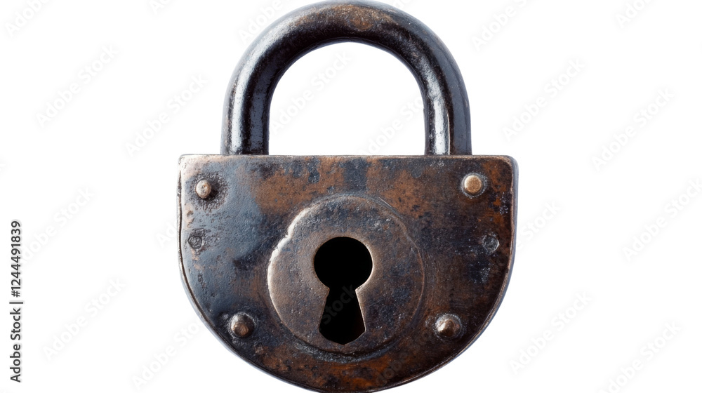 Old rusty closed padlock isolated on transparent background Old rusty closed padlock isolated on transparent background