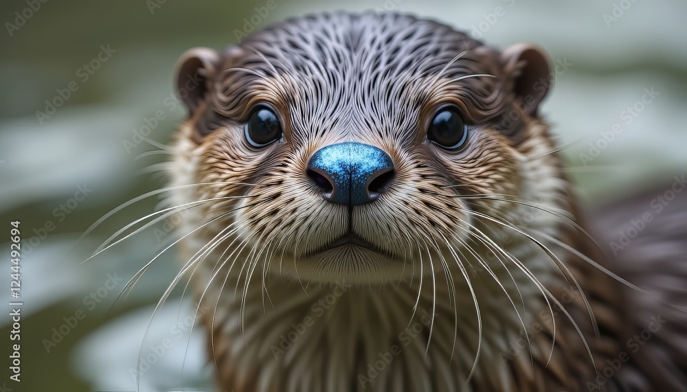 Close-up of an otter with glowing nose, creative wildlife art capturing the magic of nature Close-up of an otter with glowing nose, creative wildlife art capturing the magic of nature