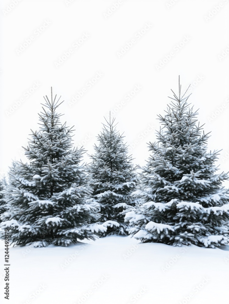 Fototapeta premium Three Pine Trees Bound by Winter