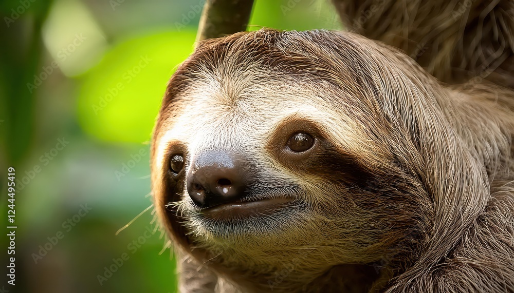 Striking Closeup of a Sloth in its Costa Rican Rainforest Habitat A Captivating Portrait of Natures Gentle Giant Basking among Greenery and Wildflowers Striking Closeup of a Sloth in its Costa Rican Rainforest Habitat A Captivating Portrait of Natures Gentle Giant Basking among Greenery and Wildflowers