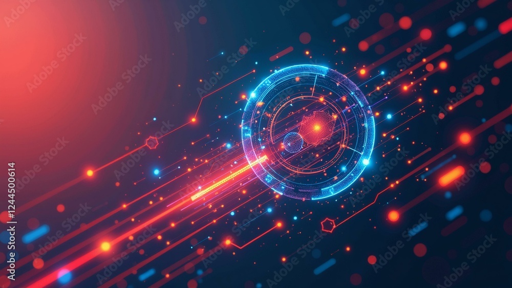 Obraz premium A stylized representation of futuristic technology concepts in vibrant digital outlines.