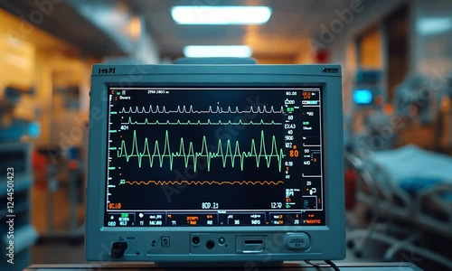 Heartbeat monitor showing vital signs photo