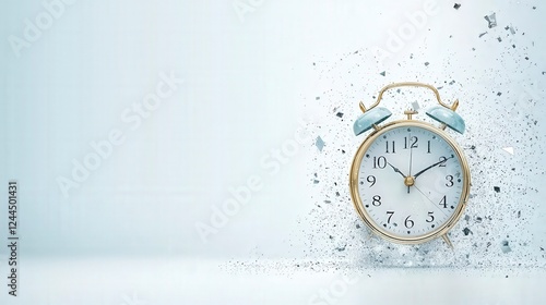 Wallpaper Mural A modern alarm clock shatters the silence, symbolizing the passage of time. The subtle, light background adds a minimalist touch to this artistic composition. Torontodigital.ca