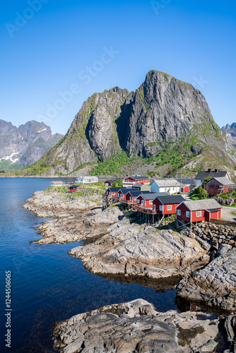 Rorbuer of Hamnoy fishing village, Lofoten Islands photo