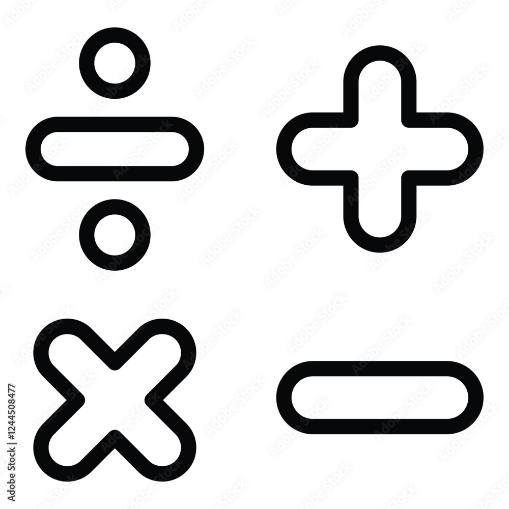 Mathematical Symbols Flat Icon Isolated On White Background Mathematical Symbols Flat Icon Isolated On White Background