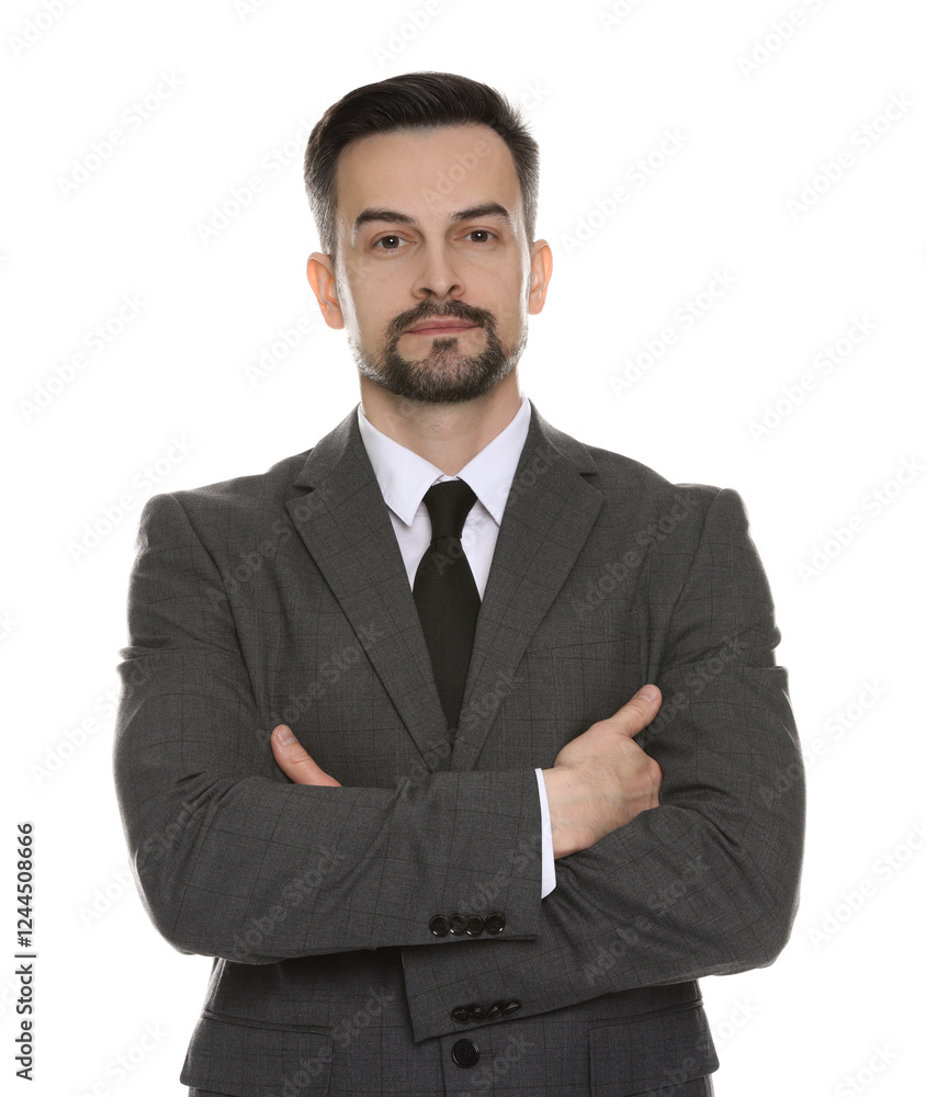 Confident man in classic suit on white background Confident man in classic suit on white background