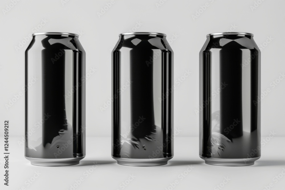 Realistic 3D vector illustration of black aluminum soft drink cans, isolated on a white background Realistic 3D vector illustration of black aluminum soft drink cans, isolated on a white background