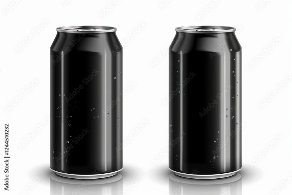 Realistic 3D vector illustration of black aluminum soft drink cans, isolated on a white background Realistic 3D vector illustration of black aluminum soft drink cans, isolated on a white background