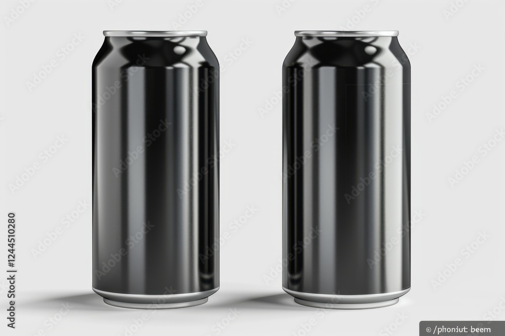 Realistic 3D vector illustration of black aluminum soft drink cans, isolated on a white background Realistic 3D vector illustration of black aluminum soft drink cans, isolated on a white background