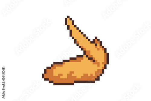 Pixel art of fried chicken. Drumstick and wings chicken pixel. 