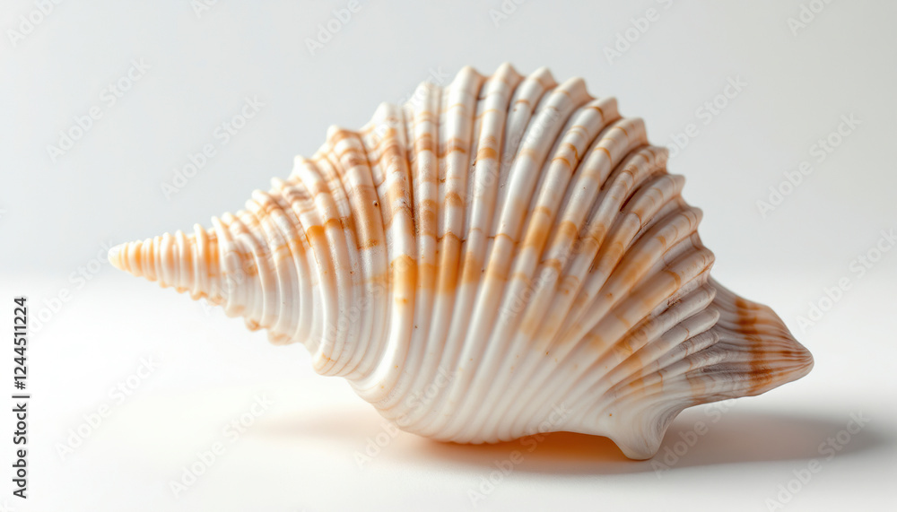 Stunning Spiral Seashell Closeup White Background Stunning Spiral Seashell Closeup White Background