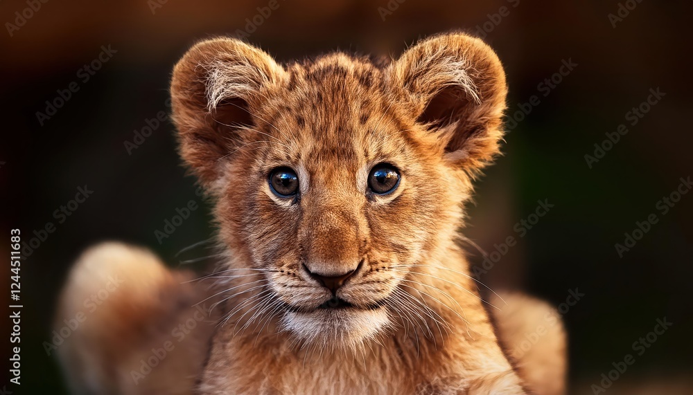 Fototapeta premium Adorable Lion Cub in Portrait Mode A CloseUp of Natures Majesty in Soft, Natural Light, Captured on January, .