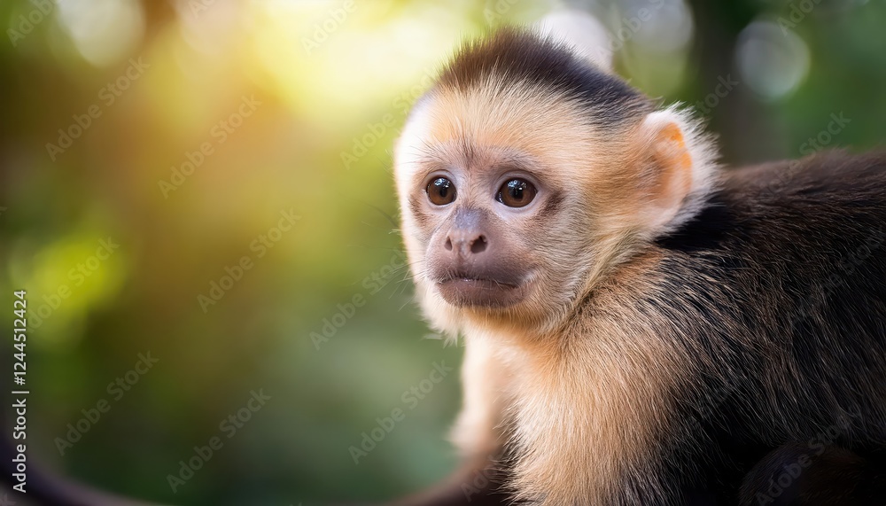 Inquisitive Capuchin Wild Monkey Closeup Portrait Capturing Curiosity and Intelligence in a Tropical Rainforest Setting Inquisitive Capuchin Wild Monkey Closeup Portrait Capturing Curiosity and Intelligence in a Tropical Rainforest Setting
