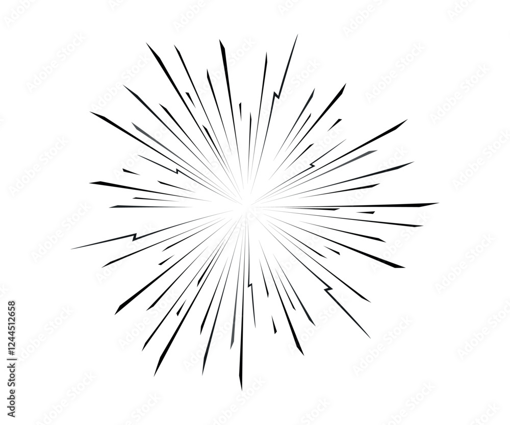 Obraz premium Abstract radial lines for comic effect. Speed shot illustration Vector design for manga and anime comics