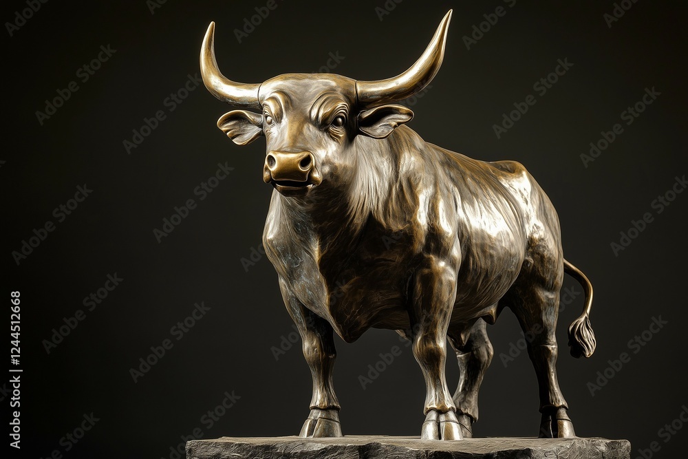 Stock market bull statue, symbol of financial success Stock market bull statue, symbol of financial success