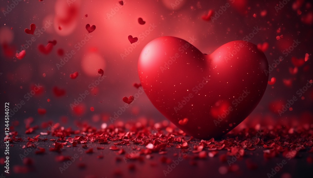 abstract background for Valentine's Day celebration with red heart and bokeh, bright and cheerful abstract background for Valentine's Day celebration with red heart and bokeh, bright and cheerful