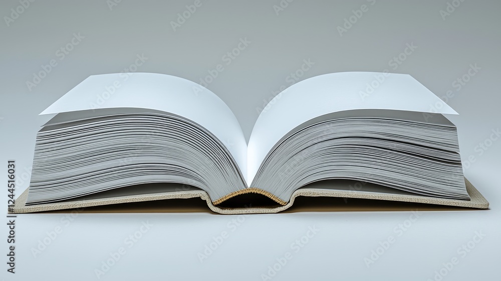 Open blank book displaying pages, showcasing potential for creativity and imagination Open blank book displaying pages, showcasing potential for creativity and imagination