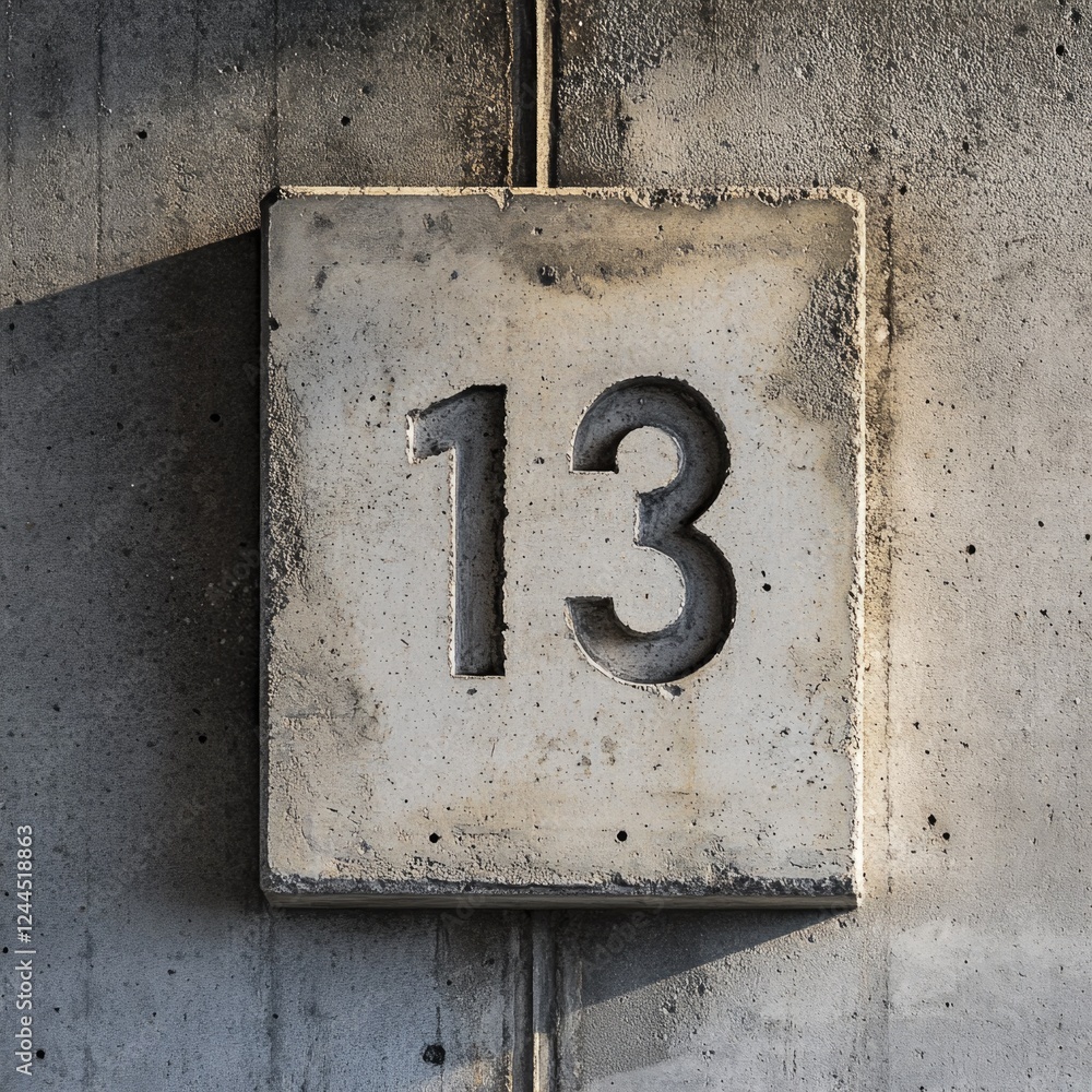 Address Number 13 on Concrete Block Wall Address Number 13 on Concrete Block Wall