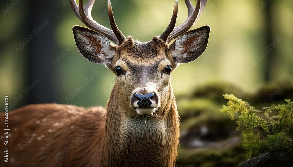 Majestic Deer Roaming Peacefully Through a Tranquil Winter Forest as Sunset Casts a Warm Glow and Frosty Mist Hovers, Capturing the Beauty and Serenity of Natures Winter Wonderland. Majestic Deer Roaming Peacefully Through a Tranquil Winter Forest as Sunset Casts a Warm Glow and Frosty Mist Hovers, Capturing the Beauty and Serenity of Natures Winter Wonderland.