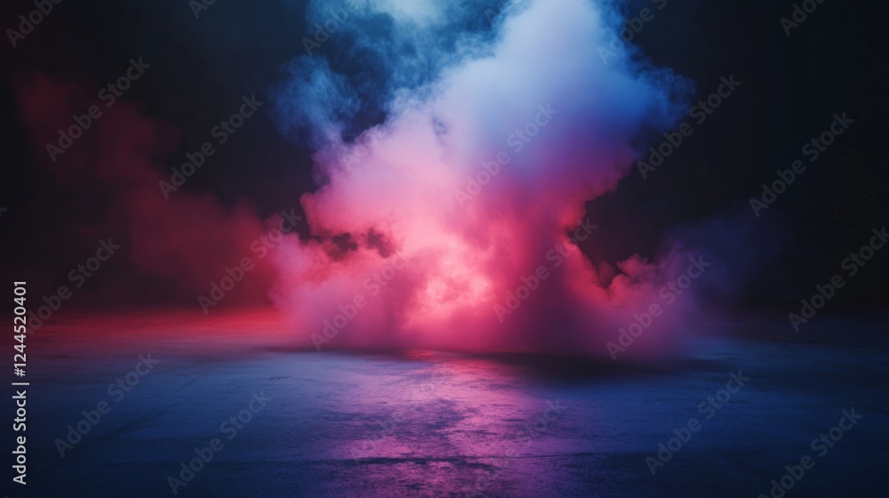 Fototapeta premium Abstract dark background with a spotlight and smoke