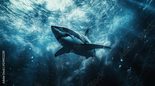 Wallpaper Mural  Majestic Predator: Great White Shark in the Deep Blue

 Torontodigital.ca
