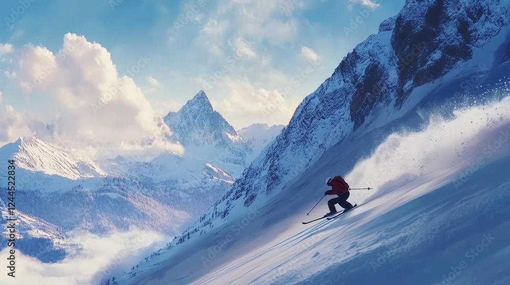 Thrill of the Descent: Alpine Skier in Action
Thrill of the Descent: Alpine Skier in Action