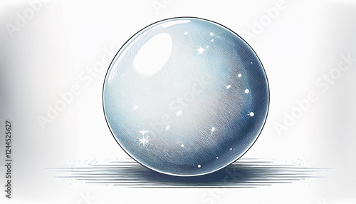 white crystal ball watercolor isolated on white background cutout