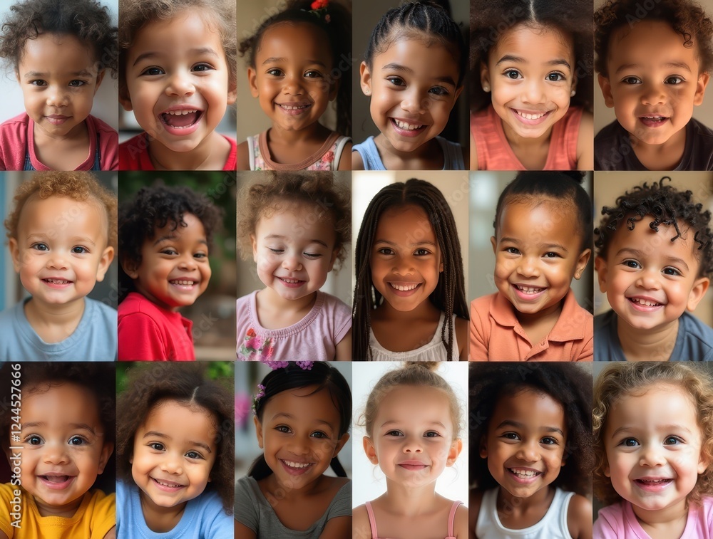 Group of cheerful multiracial children smiling in a collage Group of cheerful multiracial children smiling in a collage