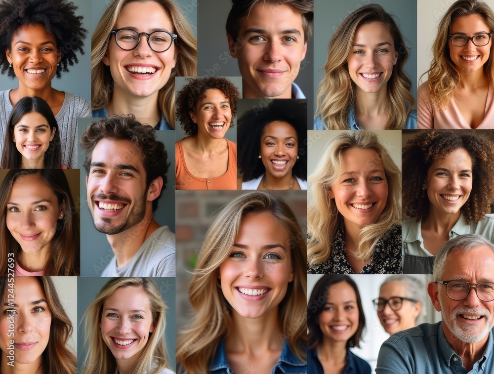 Diverse group of smiling people posing for a photo collage Diverse group of smiling people posing for a photo collage