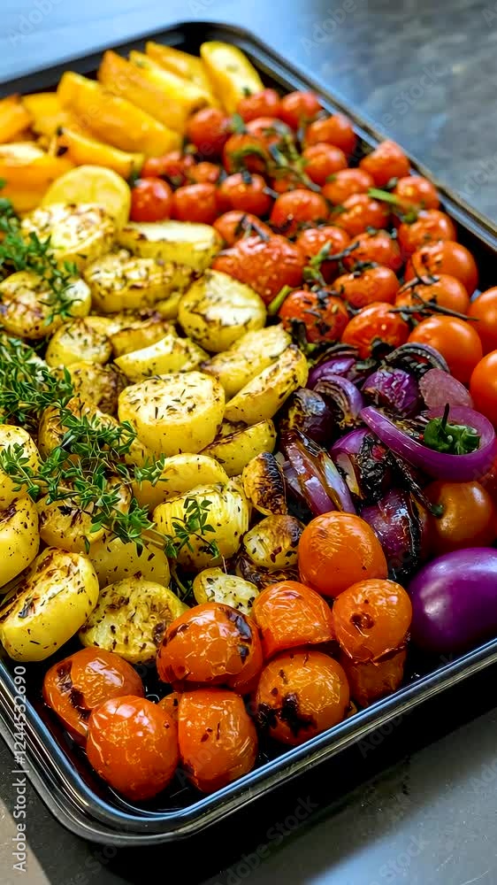 Grilled vegetable medley prepared for summer feast Grilled vegetable medley prepared for summer feast