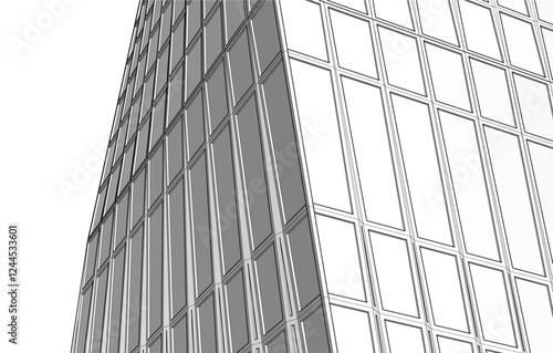 Wallpaper Mural Abstract Wireframe Architecture – Modern Building Design Perspective Torontodigital.ca