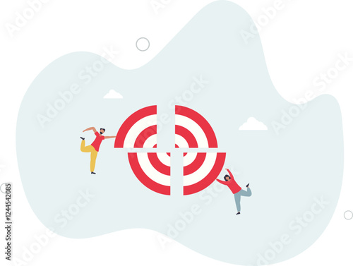 Organization objectives, purpose or business goal and achievement, company target, teamwork develop objective together or ambition, collaboration concept.flat characters.