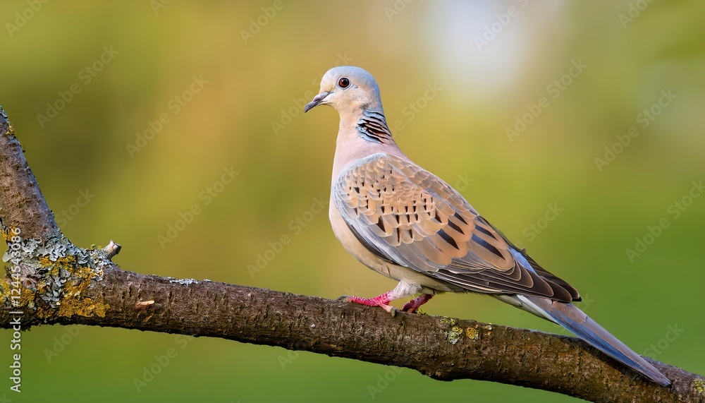 Summers Serene Moment European Turtle Dove Perched on Bough amidst Vibrant Nature Scene with Lush Greenery and Warm Sunlight Summers Serene Moment European Turtle Dove Perched on Bough amidst Vibrant Nature Scene with Lush Greenery and Warm Sunlight