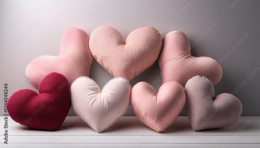 Fototapeta premium heart shaped pillows in a light background
