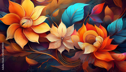 Wallpaper Mural floral bright decoration wallpaper background generative ai Torontodigital.ca