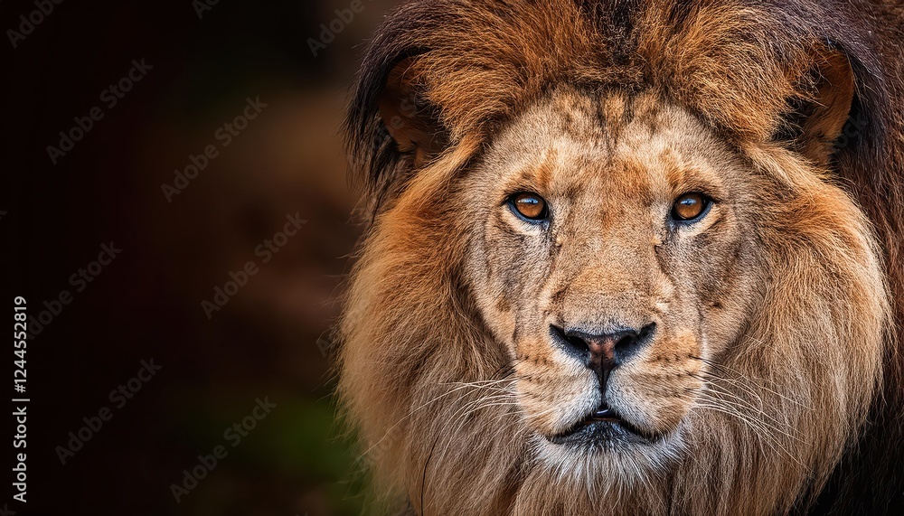 Striking Closeup of a Ferocious Lion with Piercing Eyes and Bared Teeth, Capturing the Wild Power and Majesty of a Predator in the African Savannah Striking Closeup of a Ferocious Lion with Piercing Eyes and Bared Teeth, Capturing the Wild Power and Majesty of a Predator in the African Savannah