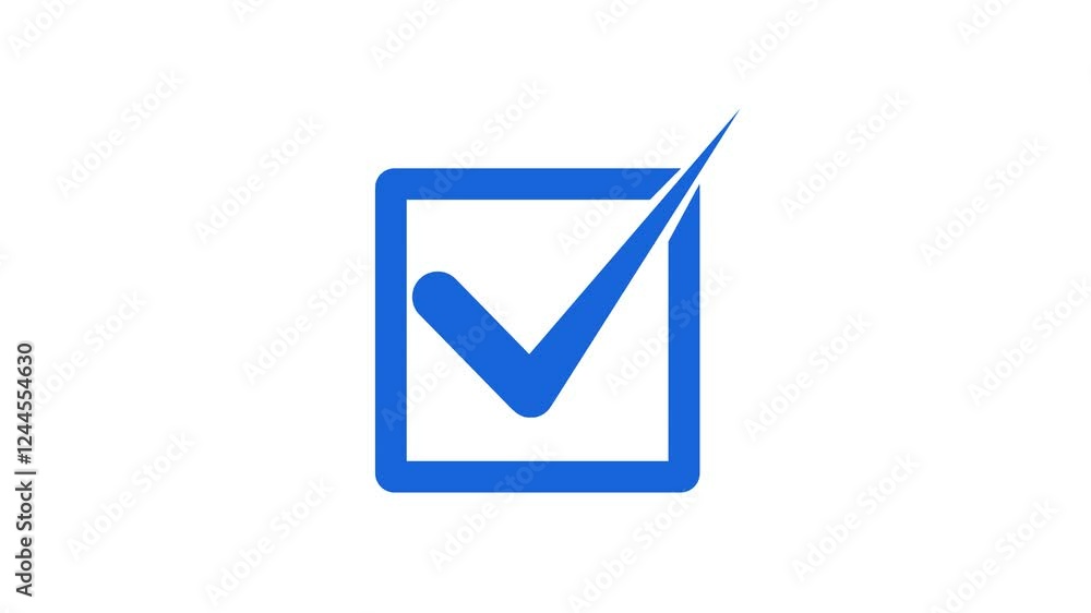 Blue color flat simple check mark box animation white background Blue color flat simple check mark box animation white background
