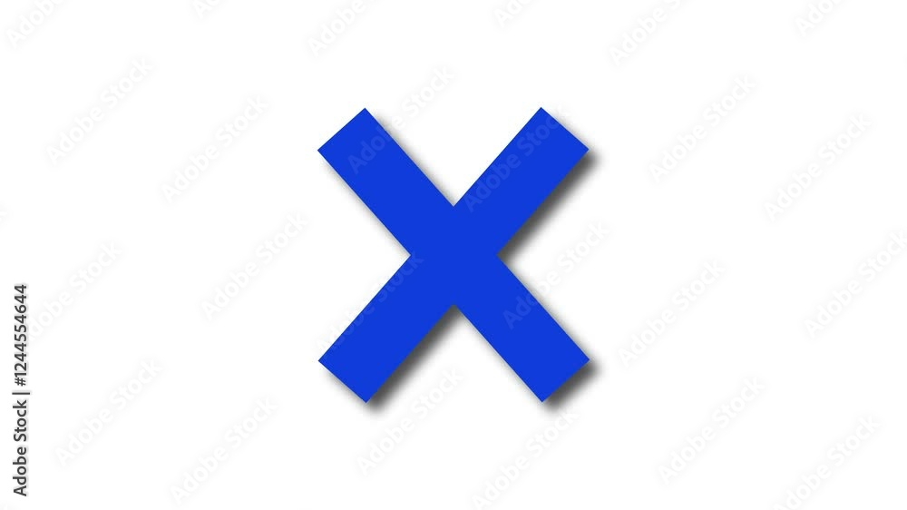 Blue color simple 3d bolt X mark animation with white background Blue color simple 3d bolt X mark animation with white background
