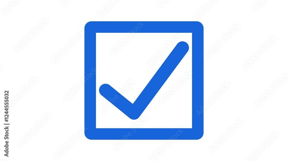 Blue color simple check mark box animation with white background Blue color simple check mark box animation with white background