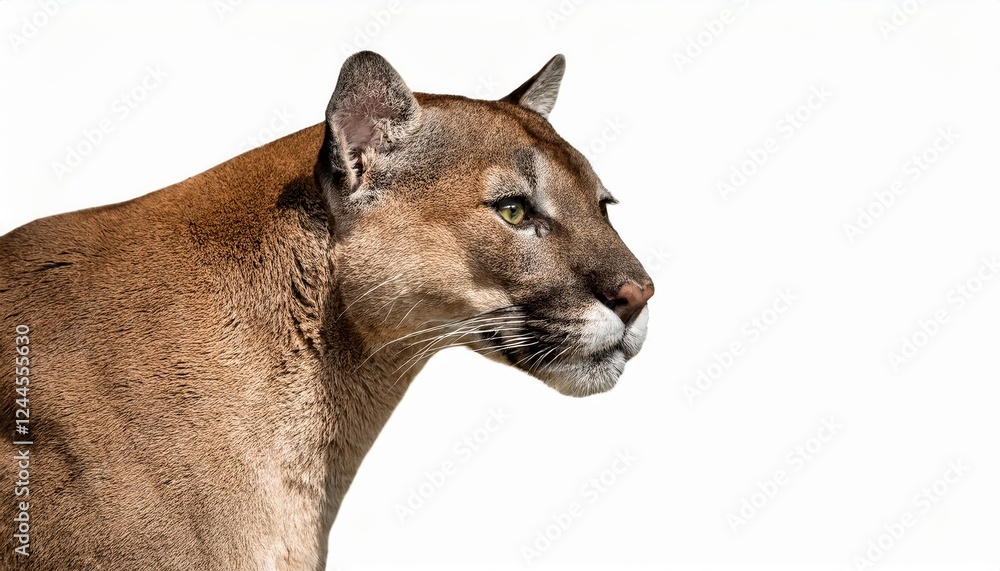 Fototapeta premium Majestic Florida Panther Stalking through Tropical Sunset Veil, Camouflaged against the Lush Greenery of South Floridas Wilderness, Captured in Mesmerizing Dusk.