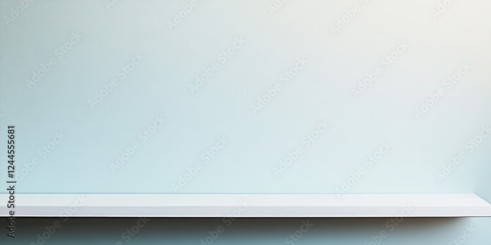Obraz premium An image showcasing a minimalist wall art display with a clean white frame against a light blue wallpaper background, reflecting modern design aesthetics.