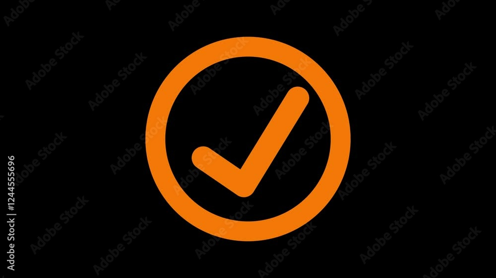 Brown color simple check circle animation with black background Brown color simple check circle animation with black background
