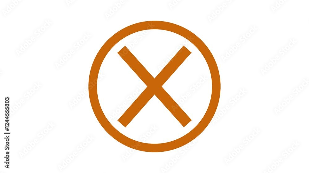 Brown color simple circle X mark animation with white background Brown color simple circle X mark animation with white background