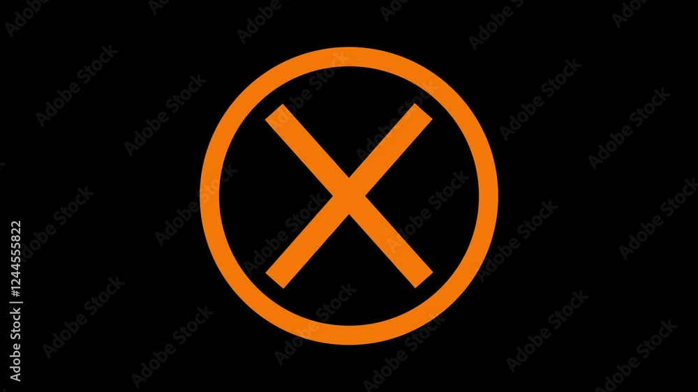 Brown color simple circle X mark animation with black background Brown color simple circle X mark animation with black background